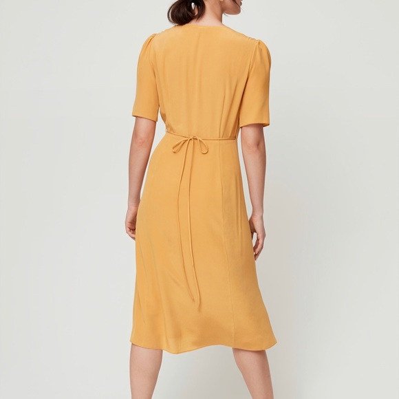 Aritzia Mirabelle Wrap Dress in Golden Yellow - Picture 5 of 10